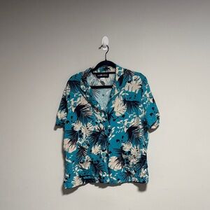 Vintage Sag Harbor Tropical Blue Floral Men's Shirt